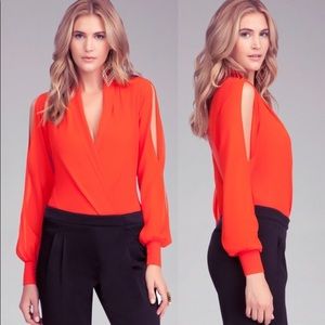 Bebe Orange Long Sleeve Bodysuit
